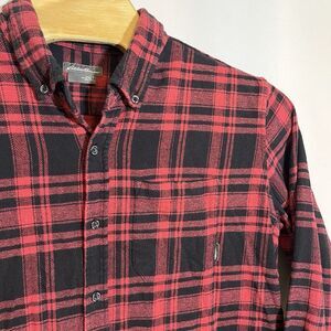 Eddie‎ Bauer Men's 2XLT Red Plaid Flannel Long Sleeve Button Down Shirt Outdoor